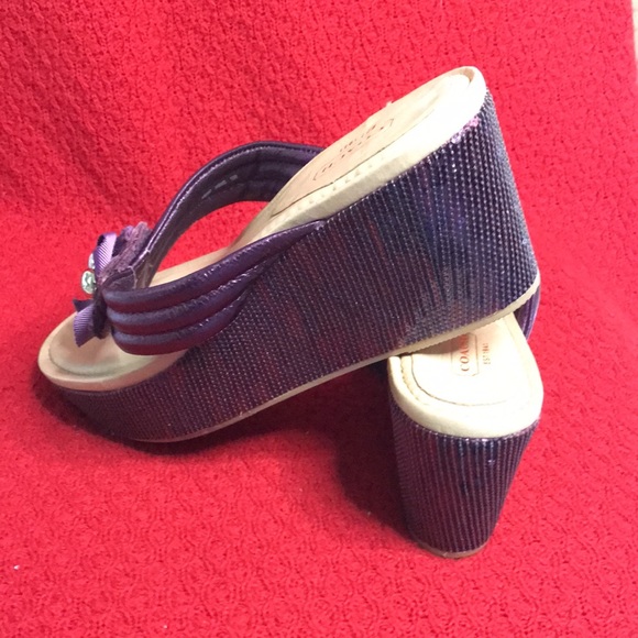 Coach Purple Sequin Platform Wedge 10B - Picture 4 of 8